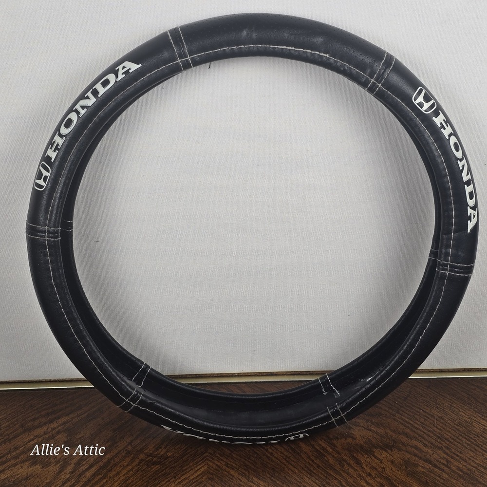 Honda Steering Wheel Cover Black Faux Leather Slip On Official Licensed Product